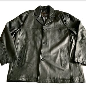 CASABLANCA Leather Mens Black Button Long Sleeve Jacket Front Pockets Size XXL